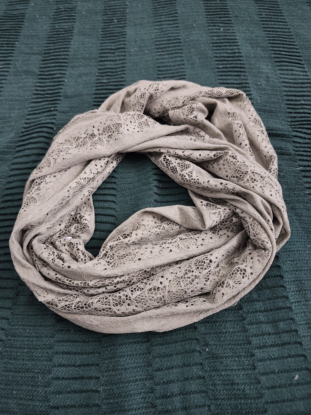 Lace Knit Scarf Sage Green Infinity No Brand